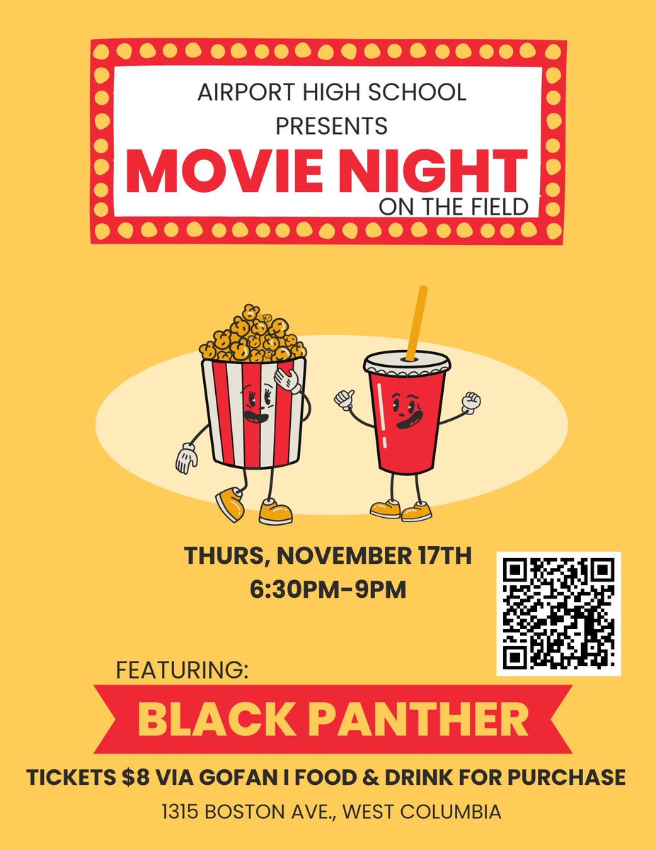 Movie night! 😍 <a href="/AHS_Leads/">Airport High School Eagles</a> <a href="/WestColumbiaSC/">City of West Cola</a> @