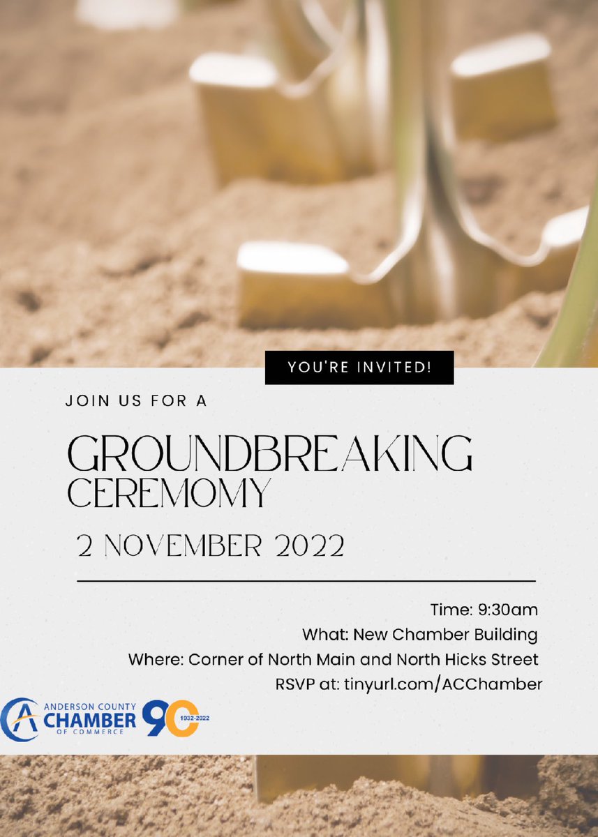 ACChamberTN's tweet photo. Don’t forget our Groundbreaking Ceremony for our new Chamber Facility is this Wednesday November 2 at 9:30am!

We hope you’ll join us at the corner of North Hicks and North Main Street as we celebrate the future of the Anderson County Chamber of Commerce!

https://t.co/JzeLK5wNAc https://t.co/zkgmzNqTaH