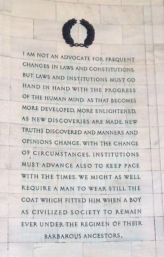 <a href="/4everNeverTrump/">Pé🌻🐀</a> <a href="/Dahlialithwick/">Dahlia Lithwick</a> All he would have to do is walk down to the Jefferson Memorial to find this engraving.