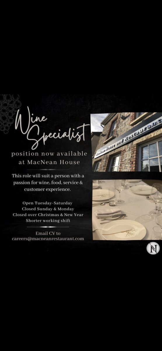 We are hiring !! 🍷🍷😋😋 <a href="/macneanhouse/">MacNean House & Restaurant</a>   #jobfairy  please RT thank you 🙏