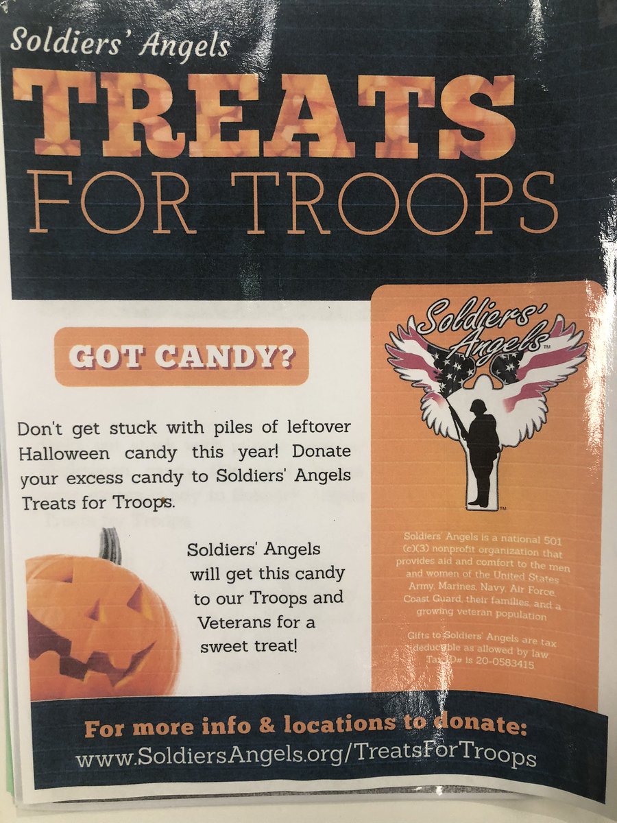 Extra Candy?

Donate unwanted Halloween candy to Soldiers’ Angels. 
Bring it to Intermediate Room 114 or inter-office mail to Mrs. Ruiz! @INT_PRINCIPAL <a href="/KrDucker/">Kristin Ducker</a> <a href="/StaffordTwpEA/">Stafford Township Education Association</a>