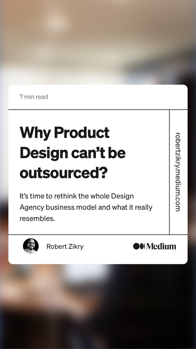 robertzikry's tweet photo. “Why Product Design can’t be outsourced?” by Robert Zikry
https://t.co/t8AA78R7RE

#product #productdesign #design #ux #uxdesign #agencylife #designagency #agency https://t.co/4H28EVZxST