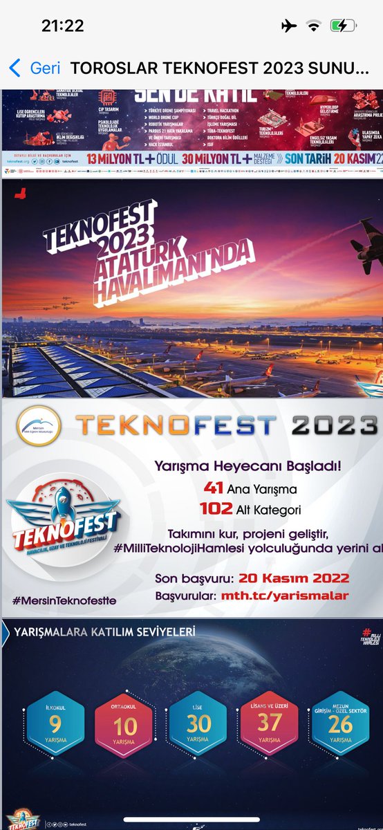 toroslarmem's tweet photo. 🇹🇷Cumhuriyetimizin 100.yılında TEKNOFEST coşkusu İzmir, Ankara ve İstanbul’da katlanarak artıyor!

📆Son başvuru: 20 Kasım ‘22
🔗Başvurular: https://t.co/qfCF0MxCdE

@tcmeb @ahpehlivan53 @AdemKoca46 @MersinMEM @BaykalBasdemir @toroslarkymkmlk @OguzhanTulucu @teknofest https://t.co/xLl8O5kpPl