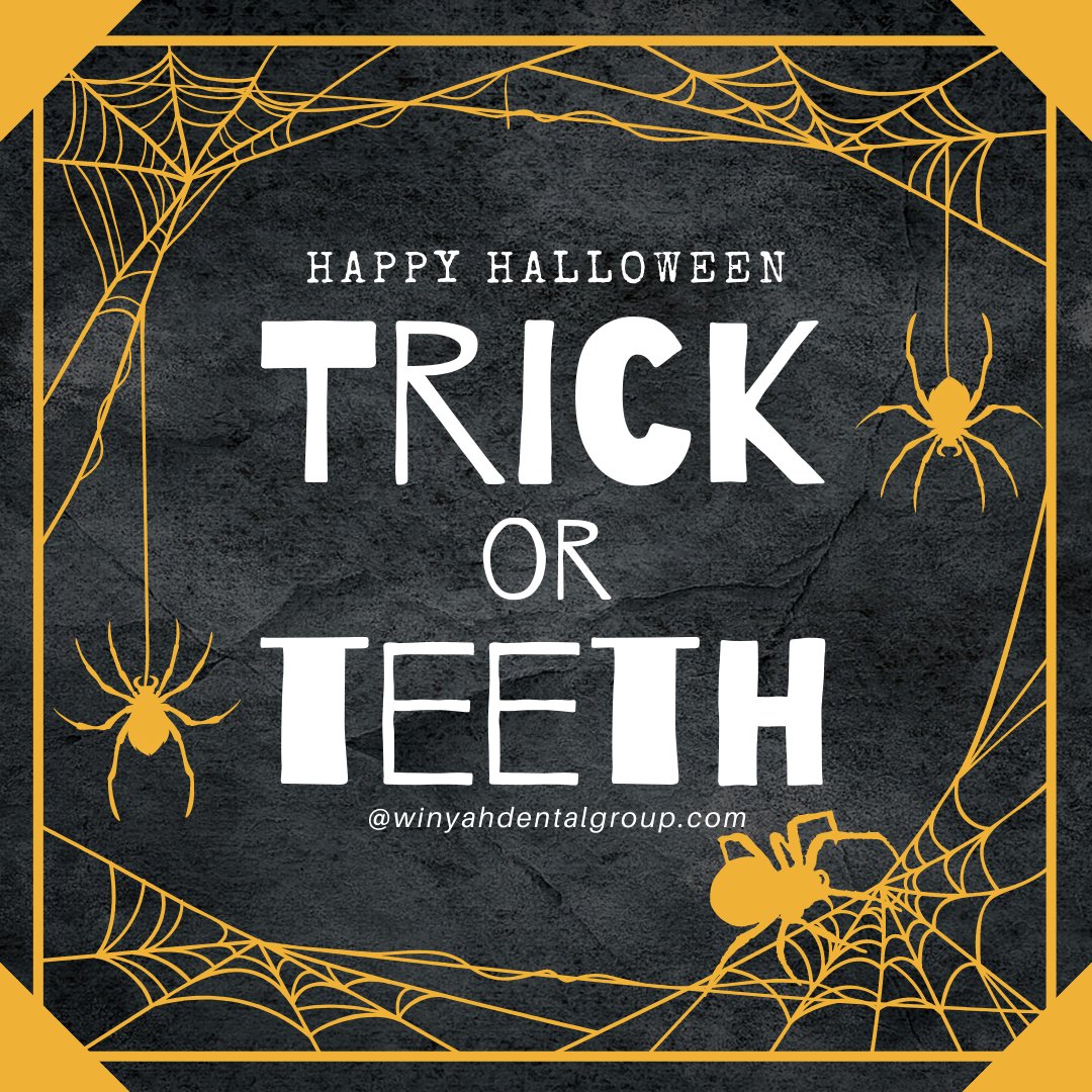 RinehartDentis1's tweet photo. Happy Halloween! This October 31st, be sure to give the gift of good oral health and clean teeth. 😁
.
.
.
.
.
#SmileLikeYouMeanIt #DentalGuys #SavingSmiles #trickorteeth https://t.co/gGHzTXG5cn