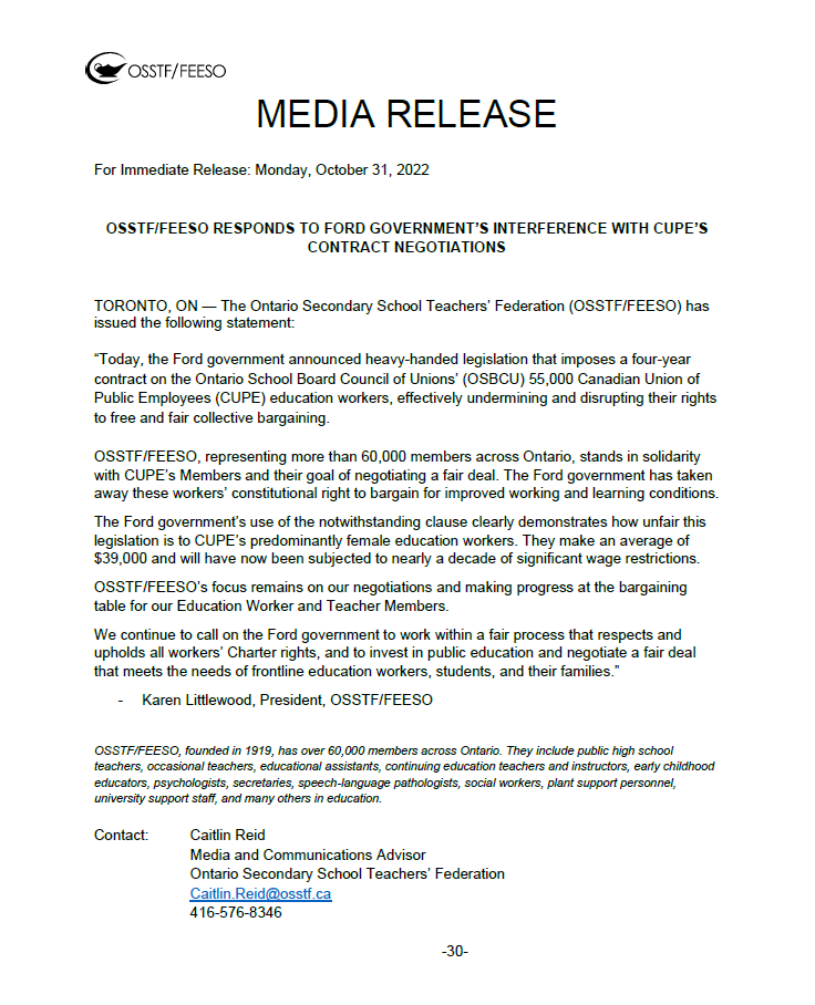 OSSTF Communications tweet media