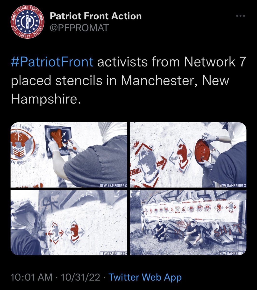 RachelBTCsmith's tweet photo. Absolutely f*** Patriot Front
#NHPolitics #RespectPrivateProperty #AbolishTheFBI https://t.co/NMsvsnbRLu