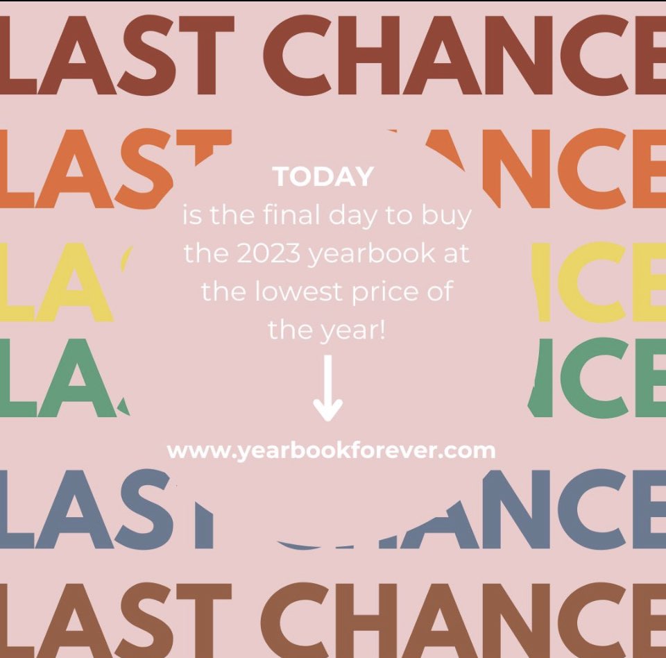 Today is the last chance to buy the WHS yearbook at the lowest price of the year.

But today at yearbookforever.com before the price goes ⬆️ tomorrow!