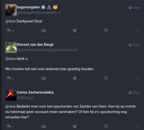 dimgrr's tweet photo. #Mastodon heeft in ieder geval een transparant backstabbing beleid. Kunnen de grote jongens nog wat van leren.
Hier wordt @Sandervandam2 vakkundig en openlijk weggedezesenzestigd. https://t.co/RXzNna8DVq