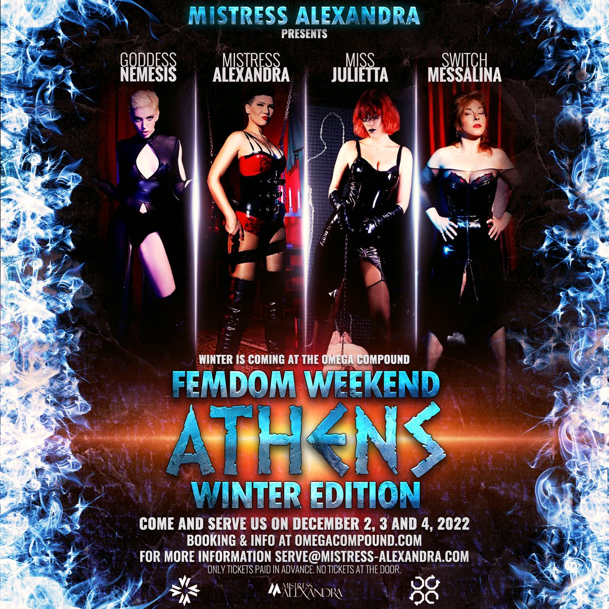 A weekend out of your dreams! December 2-4th at <a href="/OmegaFemdom/">Omega Compound</a> for very few lucky slaves. 

You can come for as less as 6 hours or live a experience that you will never forget for 24 or 48 hours

5 more spots available. 😈

Info at:

Serve@mistress-alexandra.com

#longsession #alt