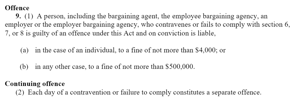 LouisCentury's tweet photo. The @fordnation government isn't just immunizing its law from Charter review, it is *criminalizing* the exercise of a fundamental freedom (the right to strike) under the Charter.

All Canadians should be outraged.

Solidarity to @osbcucscso and all workers resisting this affront. https://t.co/RNVNujCUBS