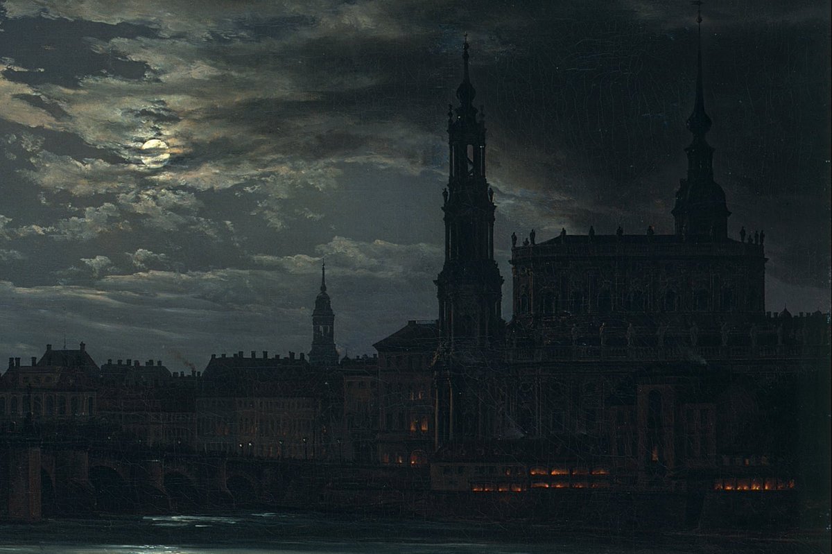 View of Dresden by Moonlight, 1839, by Johan Christian Dahl
