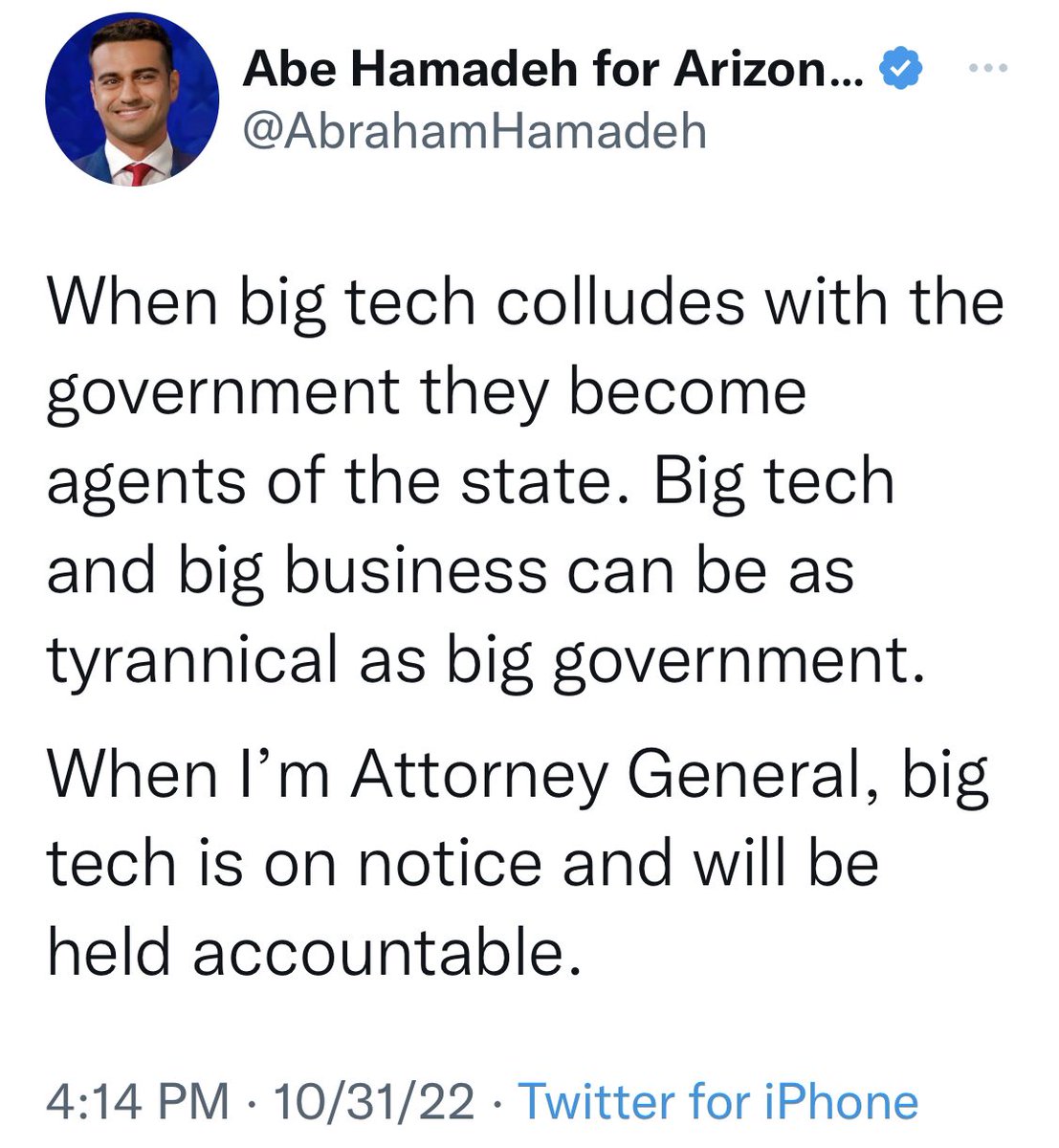 Not only is my AG opponent awful for Arizonans in general, he would be catastrophic for our economy, jobs & so much more. Take note, @Google, @intel, @GPEC, @AZChamber etc. #CrazyIsBadForBusiness