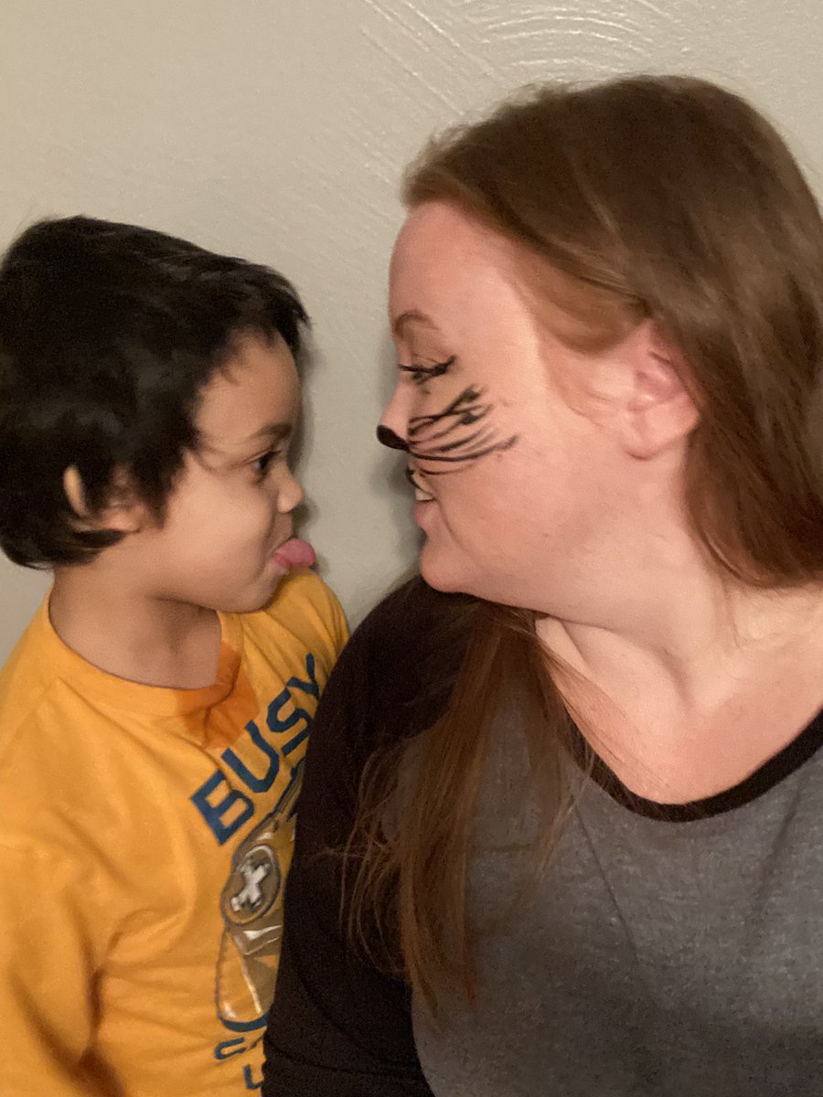 The champ helping mommy get ready to pas out candy
