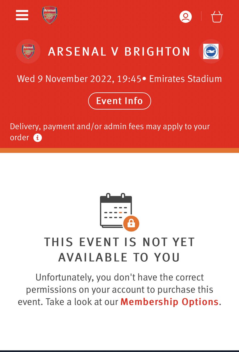 9 days away from <a href="/Arsenal/">Arsenal</a> Vs <a href="/OfficialBHAFC/">Brighton & Hove Albion</a>  in the <a href="/Carabao_Cup/">Carabao Cup</a> and I can’t buy a ticket for my son’s birthday?! 
Seriously?! What’s going on?!