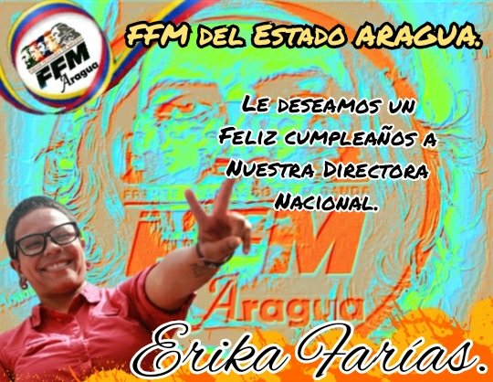 Felicitamos a nuestra jefa <a href="/ErikaPSUV/">Erika Farías Peña</a> en su cumpleaños, mujer de mil batallas, leal a cabalidad, fiel defensora del legado del comandante Hugo Chávez siempre en defensa de la soberanía de la Patria
#LulaYMaduro
<a href="/NicolasMaduro/">Nicolás Maduro</a> 
<a href="/chavezcandanga/">Hugo Chávez Frías</a>