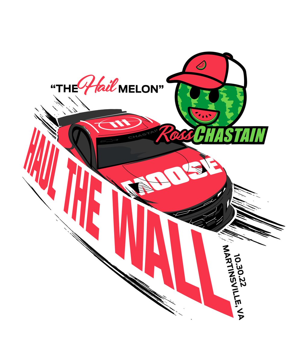 Here's the design of the Martinsville shirt that @RossChastain's official merch brand, @MelonManBrand, is about to release tonight at 8:00pm ET for $28.