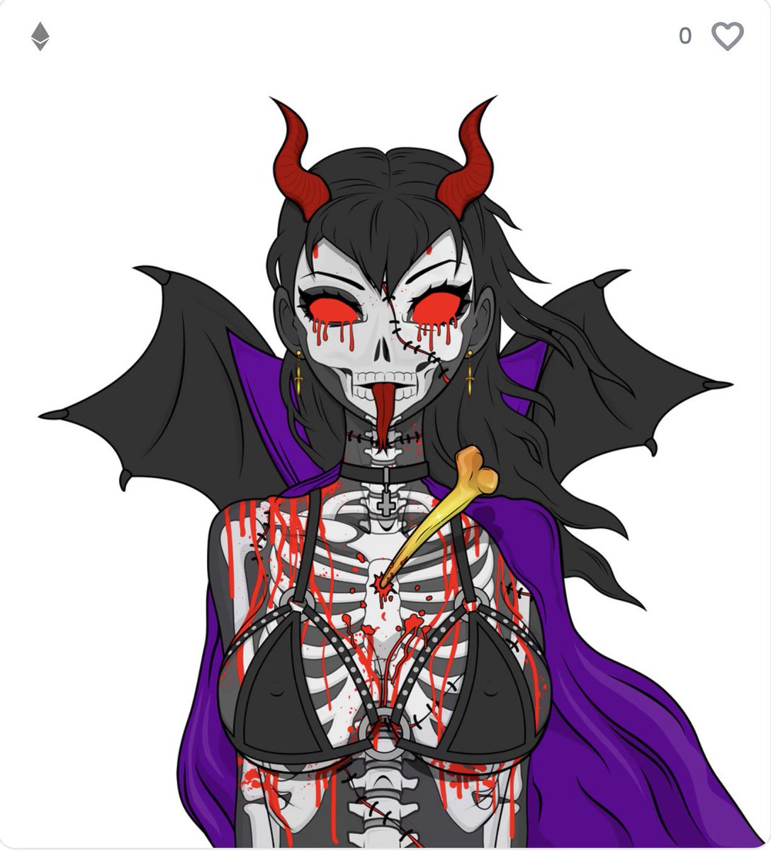 This <a href="/DEATHGIRL_NFT/">DEATH GIRL - デスガール</a> is insane! Just look at all the detail put into this! The earrings, choker and body paint are amazing!