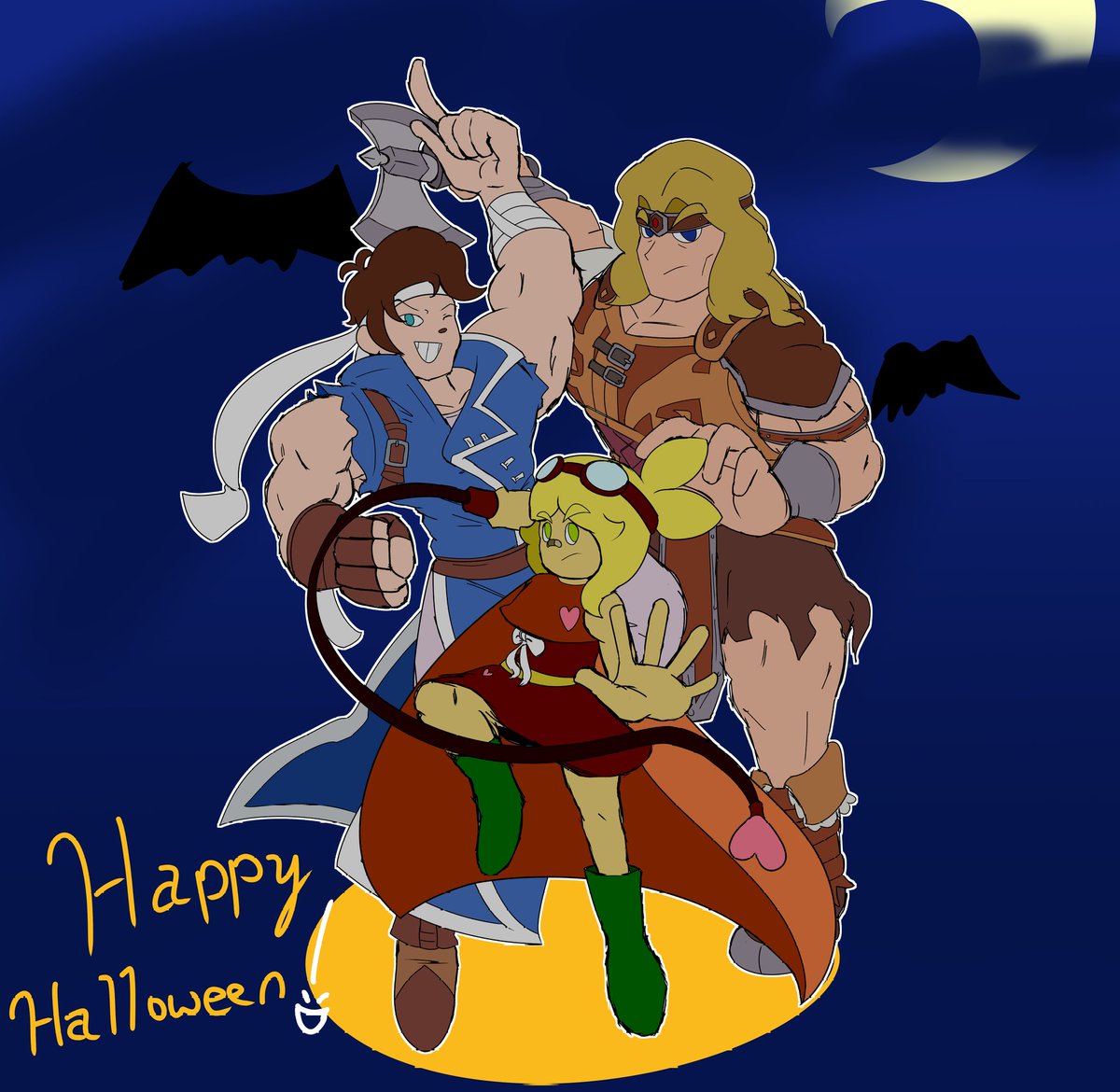 comealongsd's tweet photo. Happy Halloween ! The Belmonts are all celebrating by doing a routinely Dracula-ruining monster-slaying route. (Ray's still working on using the Vampire Killer!) https://t.co/3myjvoF1wz
