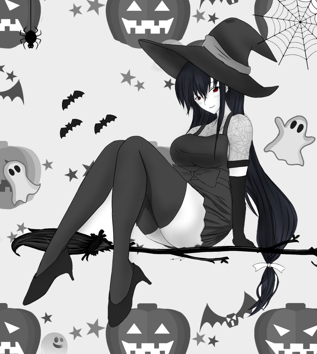 若干コラっぽくなったけど
どうせなら、とハロウィン素材を散りばめて、髪の毛追加した魔女扶桑 