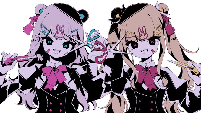 「holding scissors multiple girls」 illustration images(Latest)