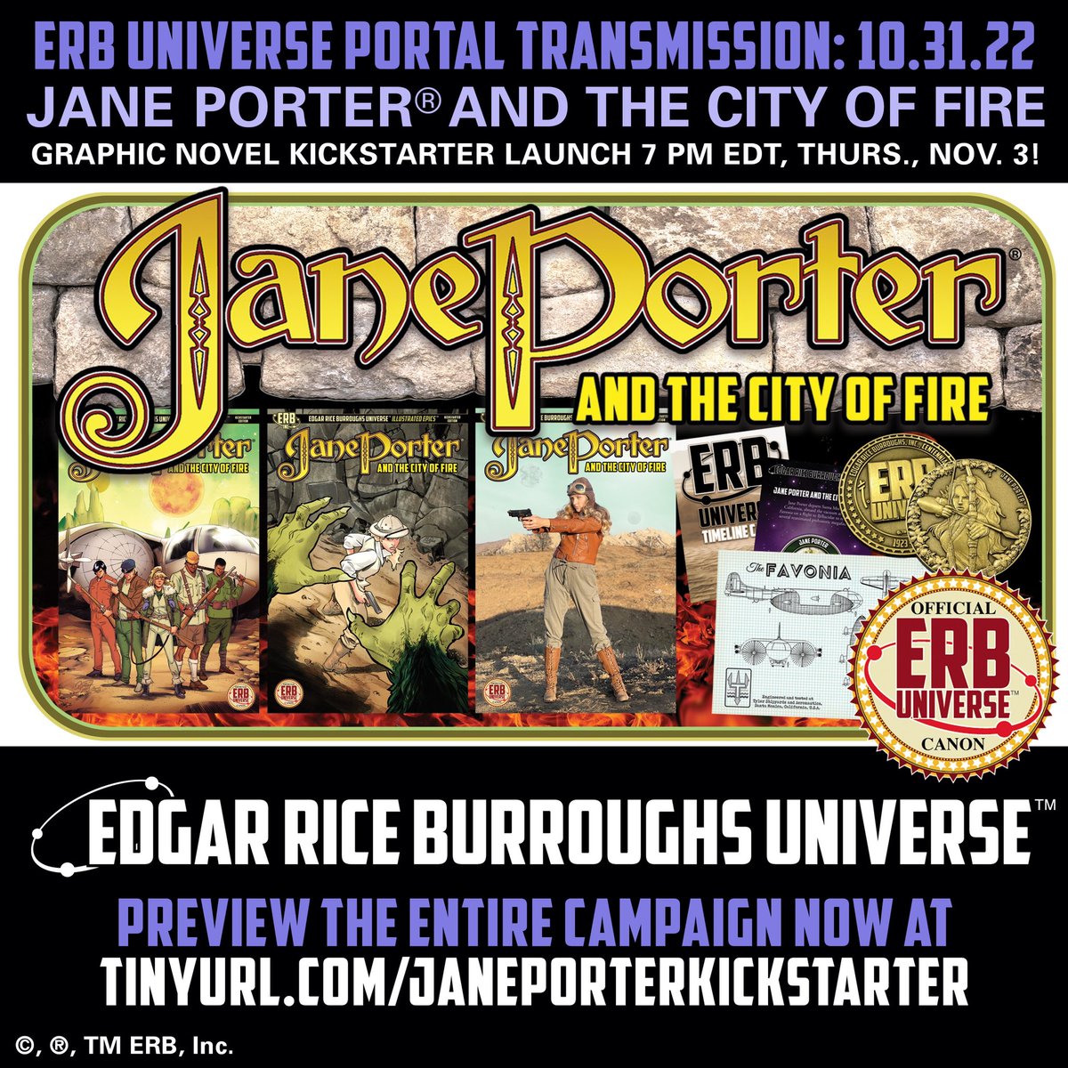 EdgarRBurroughs's tweet photo. Preview the Jane Porter and the City of Fire graphic novel campaign on Kickstarter! Launching soon! https://t.co/fgX03hHCYR #JanePorter #TarzanandJane #Tarzan #ERBUniverse #EdgarRiceBurroughs #Kickstarter #KickstarterPreview https://t.co/93TFNH6aeb