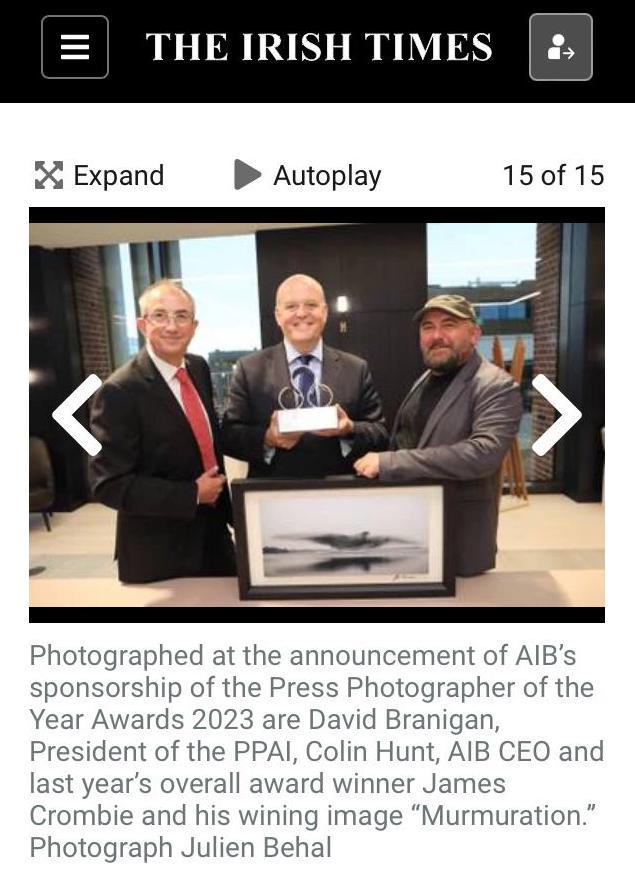 Reflecting on a really positive week in Kinsale with the @ppai where over 500 visitors on one day alone saw our exhibition, great engagement by members at the Autumn Conference and rounded off by @AIBIreland returning as title-sponsor for the Press Photographer of the Year Award.