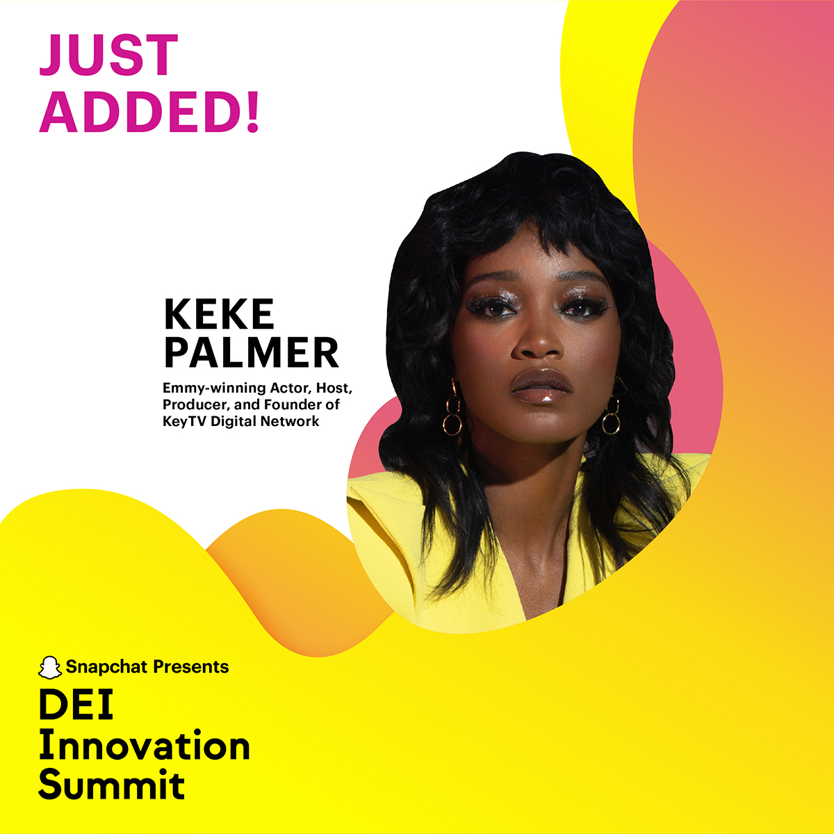 We’re excited to announce Keke Palmer is our newest speaker at this year’s DEI Innovation Summit! Tune in to hear the Emmy-winning actor and founder of KeyTV Digital Network discuss activism, representation in media, and more. Register: SnapDEISummit2022.splashthat.com/5