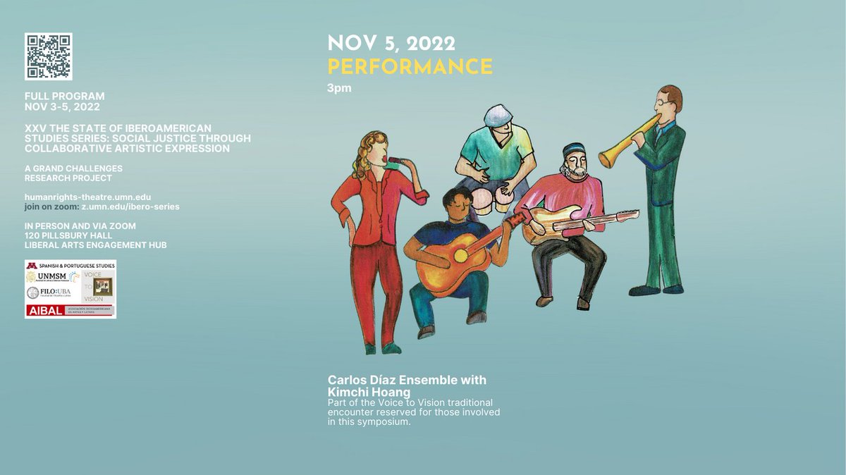 Don't miss performances by Teatro Audaces (Arequipa, Peru) and the Carlos Díaz Ensemble (Colombia) with Kimchi Hoang as part of this week's 'Social Justice Through Collaborative Artistic Expression.' humanrights-theatre.umn.edu