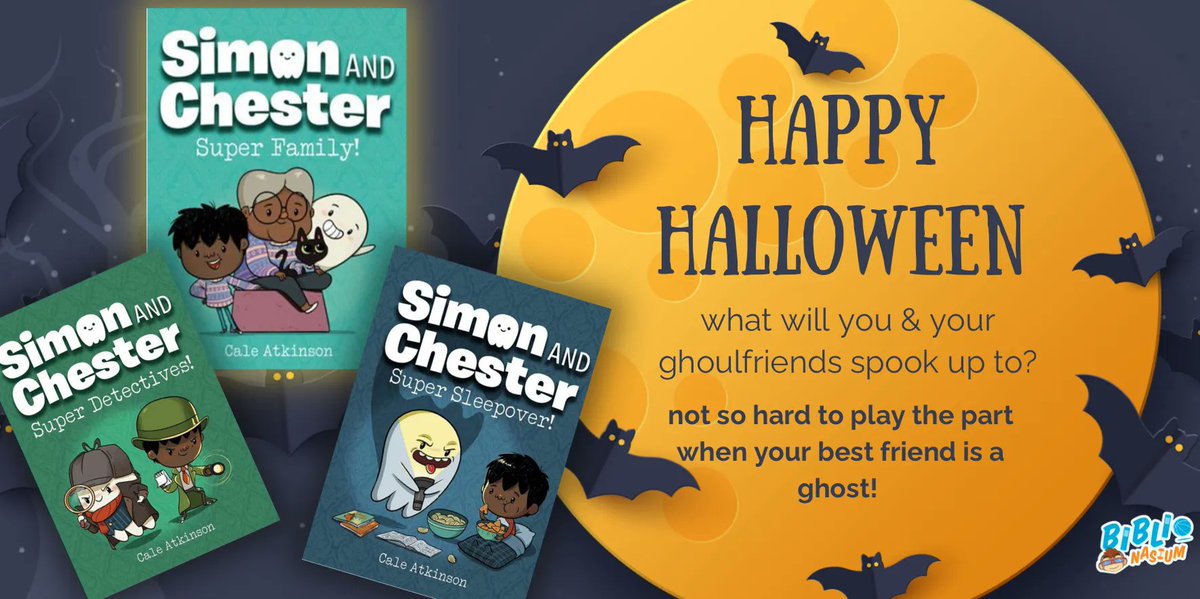 Biblionasium's tweet photo. Happy haunting! What #halloween mischief will you get up to with your friends? #simonandchester sassy ghost and kid are spooky without even trying! What would you do if a #ghost lived in your house?! #halloweenreading #bookrec #author @2dCale @penguinrandom #educhat #kidslit #boo https://t.co/LdnGzmqt6K
