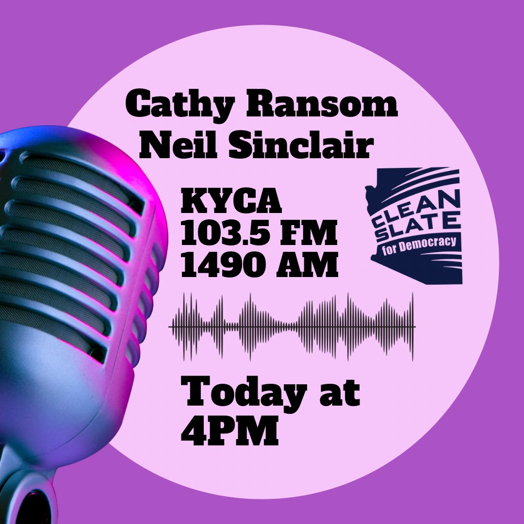 Hey, Prescott! Tune into KYCA today at 4PM to hear from Democratic candidates for State House, Cathy Ransom & Neil Sinclair. 📻 #AZLD1