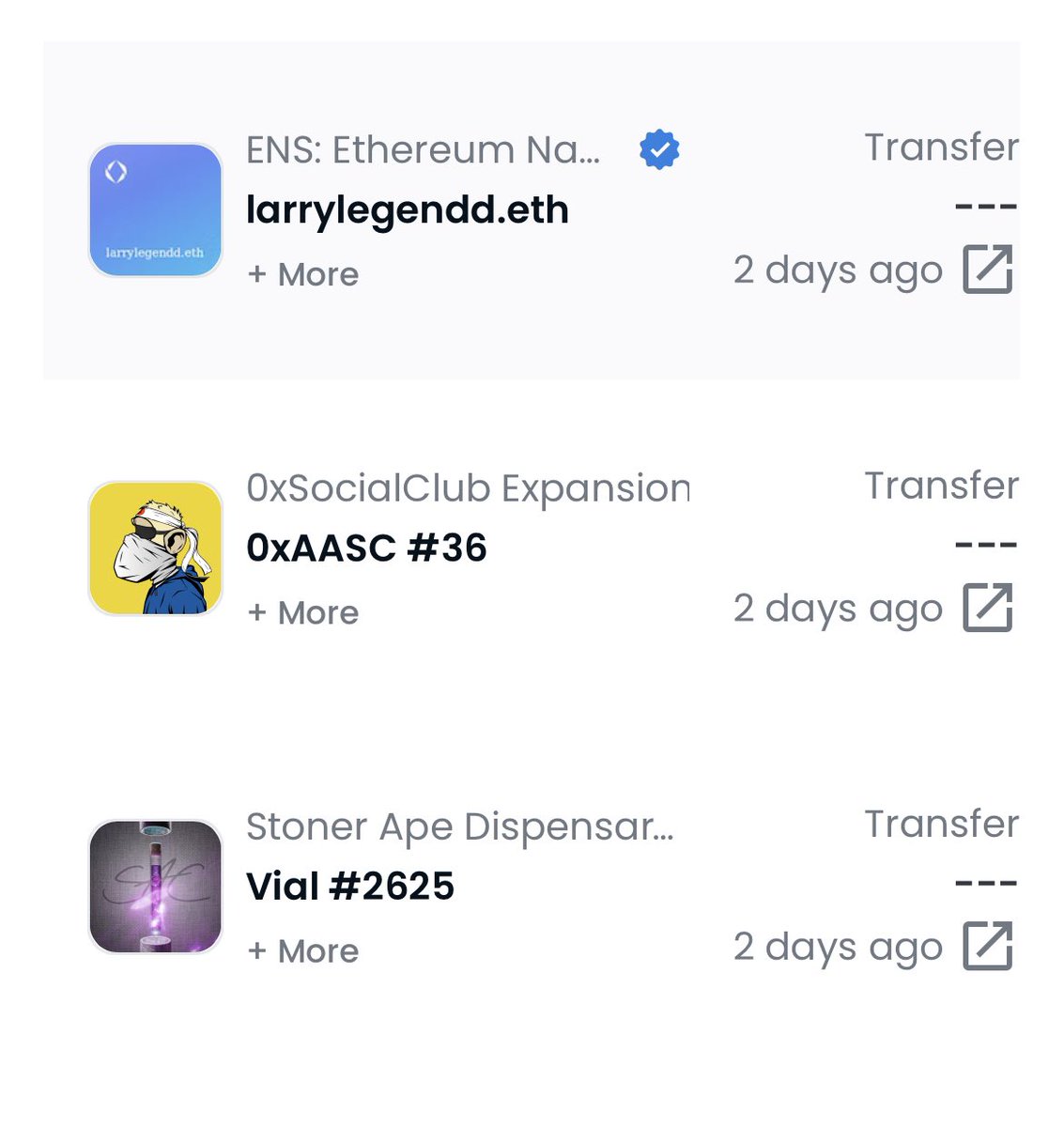LarryLegendd1's tweet photo. This is why I may never buy an NFT again, lost 3 NFTs without even knowing it🫠🫠 #StolenNFT #NFT #NFTs #NFTCommunity #opensea @opensea #NFTjapan #horror #SAC #0xclub #ENS https://t.co/j5ag2N49bR