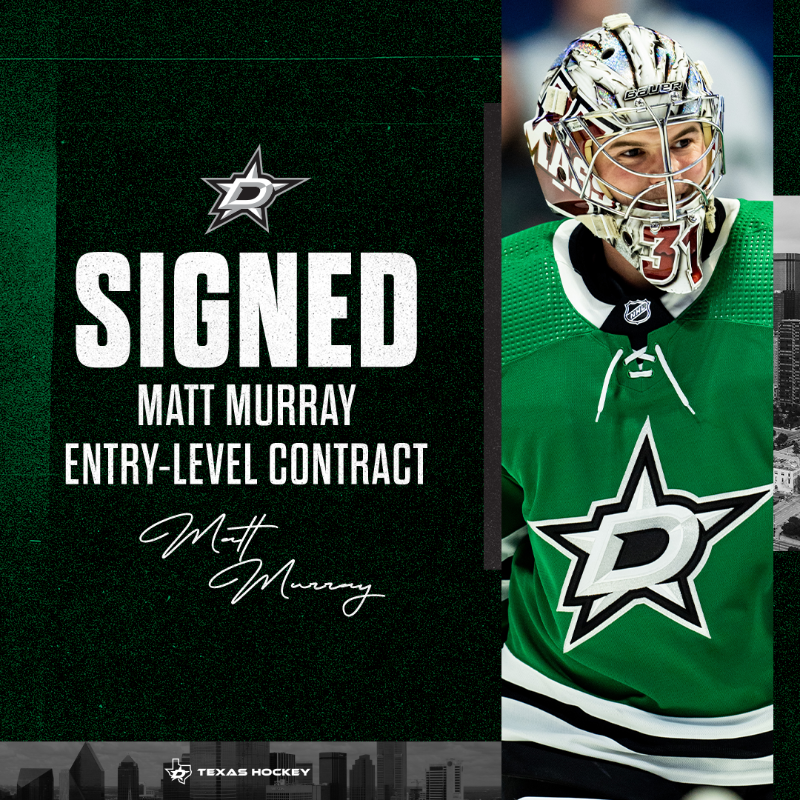 DallasStars's tweet photo. ✍

We have signed goaltender Matt Murray to a one-year entry-level contract.

MORE 👇

#TexasHockey