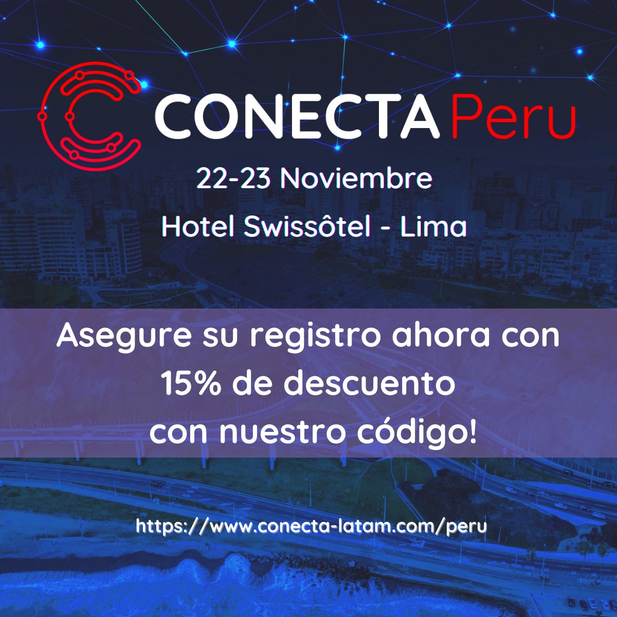 AsetelEcuador's tweet photo. 📢 Únase a nosotros a #ConectaPeru
🗓 22-23 de noviembre l Hotel Swissôtel – Lima
Un espacio de actualización, debate, reflexión y networking para todos ejecutivos del sector de Telecom de Perú.
Obtenga un 15% de descuento en su registro con nuestro código https://t.co/TgLyG7iCZT