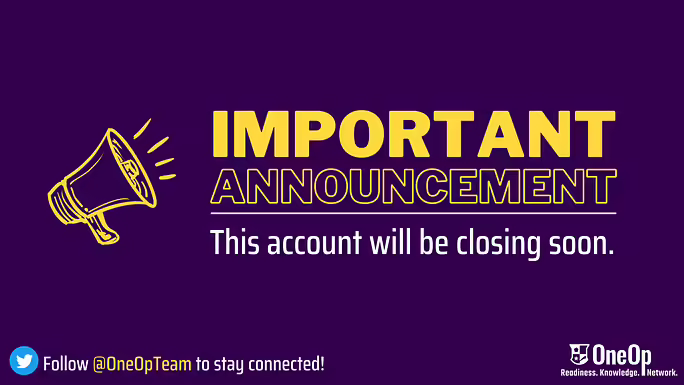 OneOpCCB's tweet photo. Next week, this account will be closed. Stay up to date with all things #OneOp by following @OneOpTeam today. https://t.co/HjjW11957o