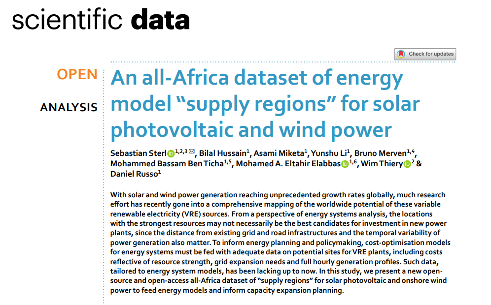 (1/9) Happy to present a new @ScientificData paper that should interest #energymodellers working on/in #Africa. It aims to answer a simple question: how can we achieve representative spatial detail for #solar & #wind (VRE) plants in cost-optimisation models for African countries?