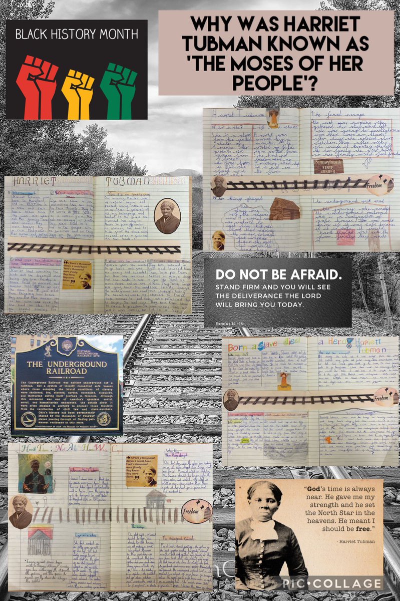 As #BlackHistoryMonth draws to a close, we would like to share some of our double-page spreads about the life and vocation of Harriet Tubman and how she bravely led her people to freedom, just like Moses did. #sjsbRE #sjsbhistory