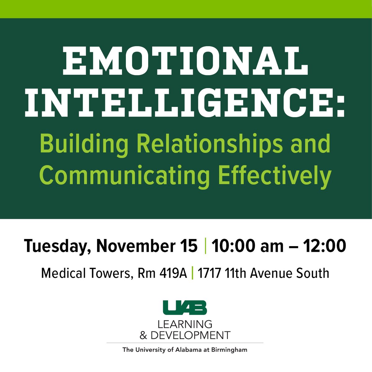 tinyurl.com/9xxcwyy7. We invite you to this popular session to learn how to reframe your emotions and adapt to the situations you encounter. You can improve your emotional intelligence. Tuesday, November 15, 10 am – 12 pm.