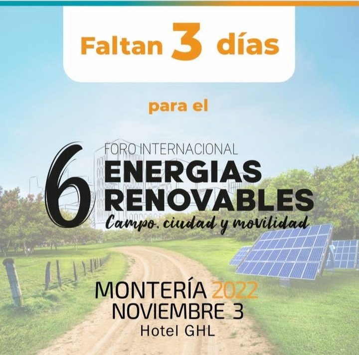 foroenergiar's tweet photo. Faltan solo 3 días!!
Para el 6to Foro Internacional de Energías Renovables ✅

Te esperamos el Jueves 3 de Noviembre 
A las 8:00 am - Hotel GHL (Montería) https://t.co/Nt1yb0aM1J