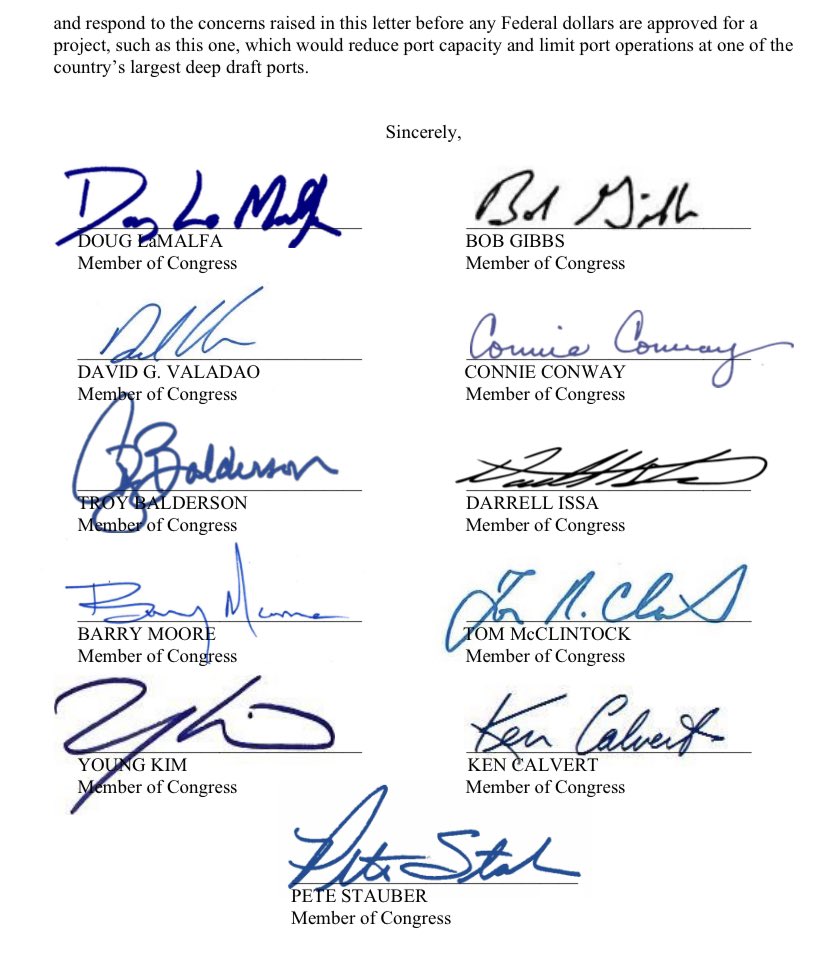 CaseyAPratt's tweet photo. Congressman Doug LaMalfa (CA-01) sent a letter to Pete Buttigieg expressing concern over Howard Terminal. Several other reps signed on.  https://t.co/WKqrLcTRD7 https://t.co/00f3jQx7Hq