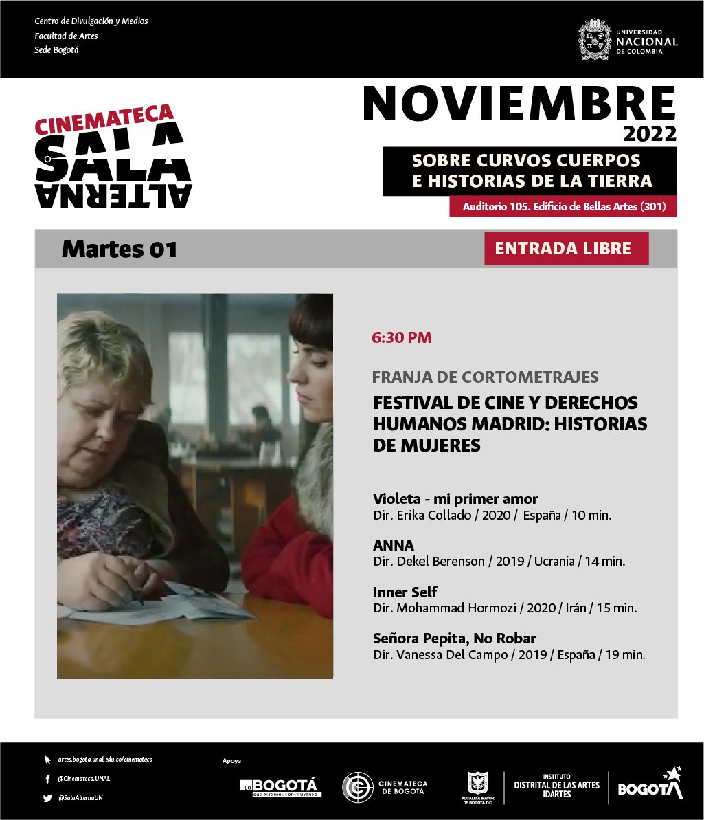 SalaAlternaUN's tweet photo. #ProgramateUNAL 🎞️¡MAÑANA! 6:30 PM📽 La Cinemateca de la @Facultad_de_artes proyectará una serie de cuatro cortometrajes provenientes de distintas latitudes que tienen algo en común: confrontan aquella agridulce dificultad de habitar un curvo cuerpo.
¡Te esperamos!
#SomosUNAL https://t.co/MkyErPwXrx