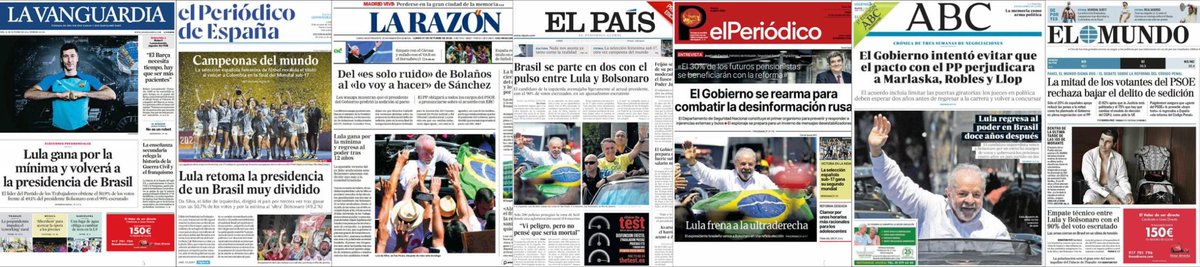 Brasil en las portadas de la prensa ibérica. 
 #Eleições2022 #EleccionesBrasil2022  #Eleição2022 #eleccionesenbrasil #eleicaobr22 #EleccionesBrasil #LulaPresidente2022 #elei