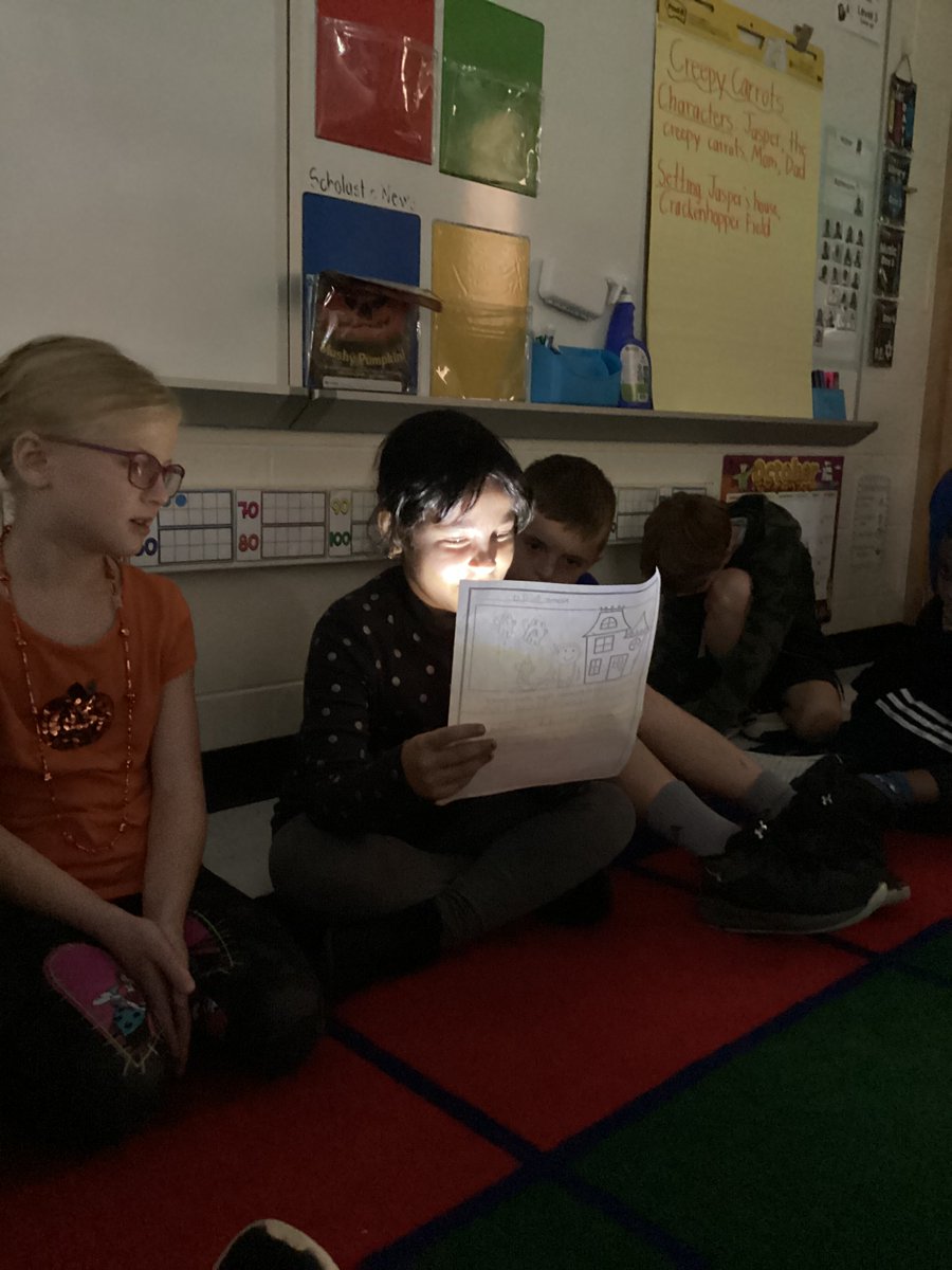 We had so much fun writing spooky Halloween stories and then reading them in the dark with flashlights!