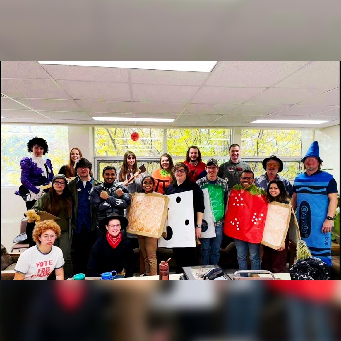 ToxCentre's tweet photo. Happy Halloween! 🎃 Our Toxicology Graduate Student Society loves any excuse to wear a good costume!

#USask #TGSA #PrinceWonBestCostume https://t.co/as68K69srL