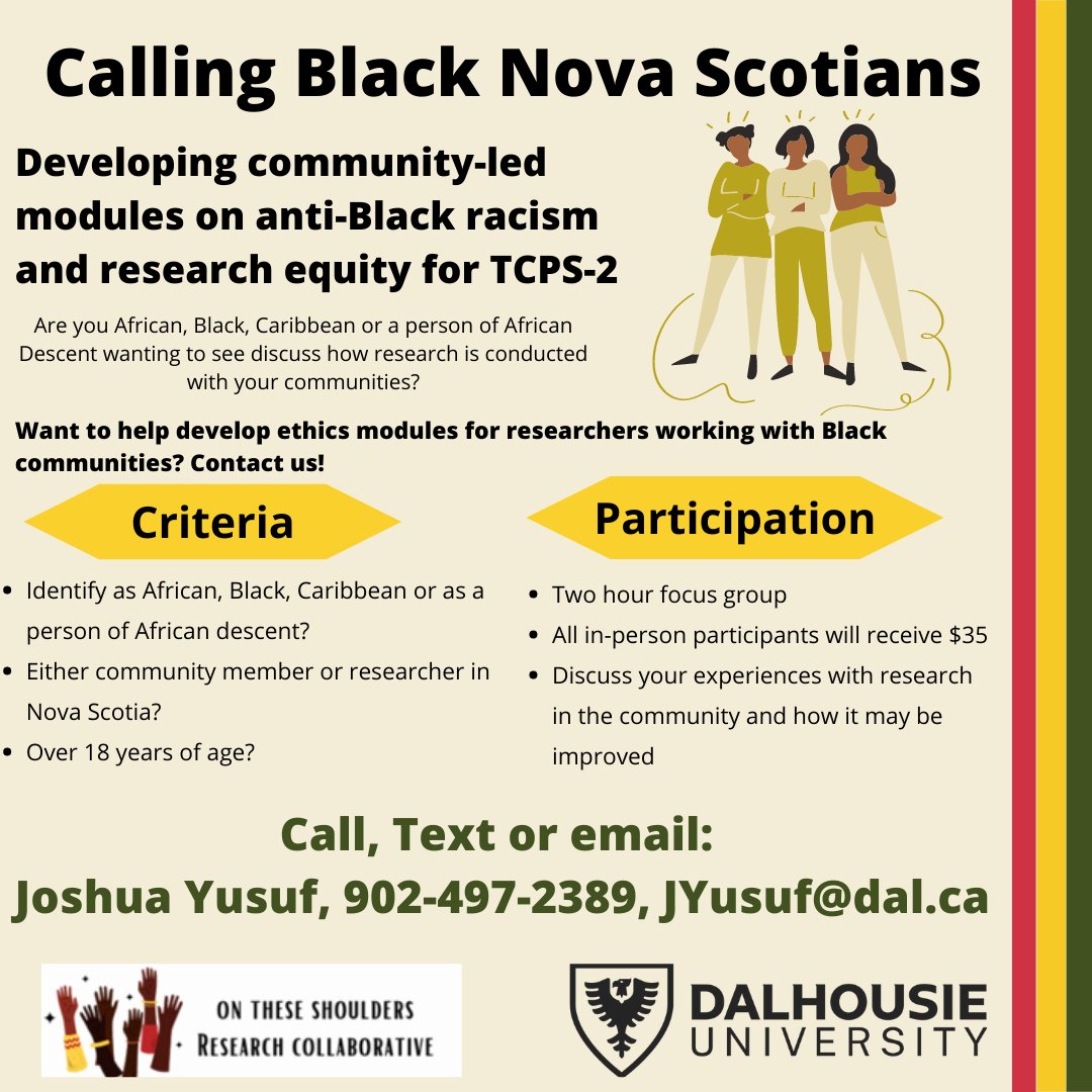 We're looking for participants! Do you want to help inform community-led modules on anti-Black racism and research equity? Reach out to us if you meet the criteria listed in the photo!