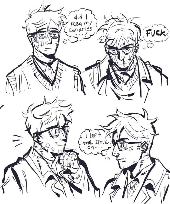expression page for an oc named dr whittaker. out of curiosity what would u guys say his first name would be based on how he looks :0 