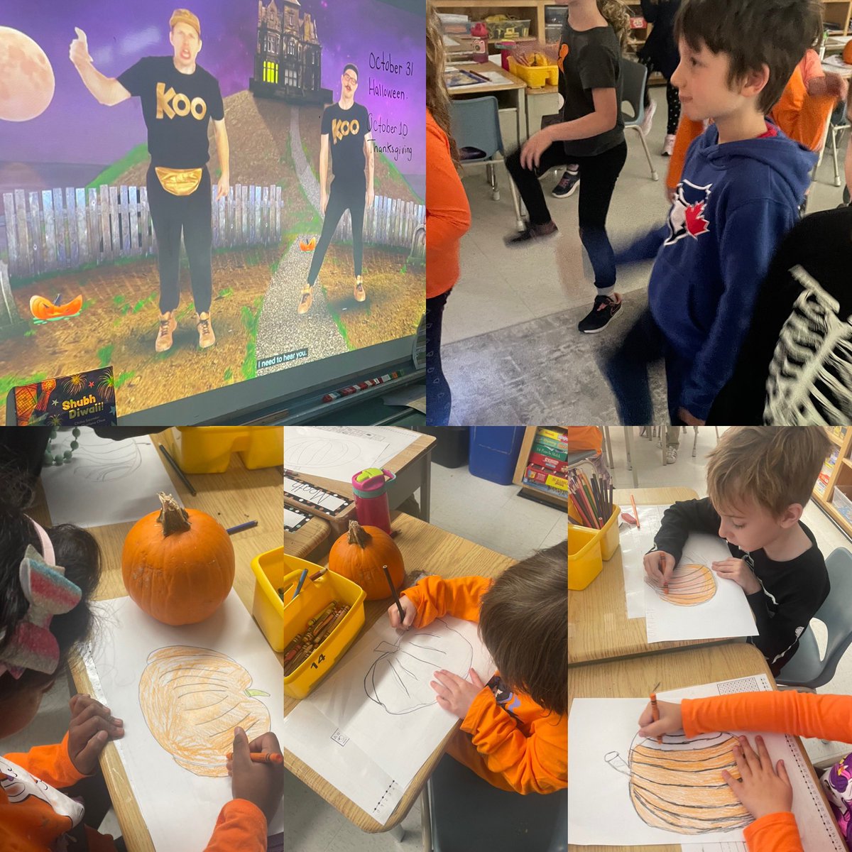 Pumpkin Still life Art and monster mashing made our day! Happy Halloween Grade 1/2 Bulldogs.