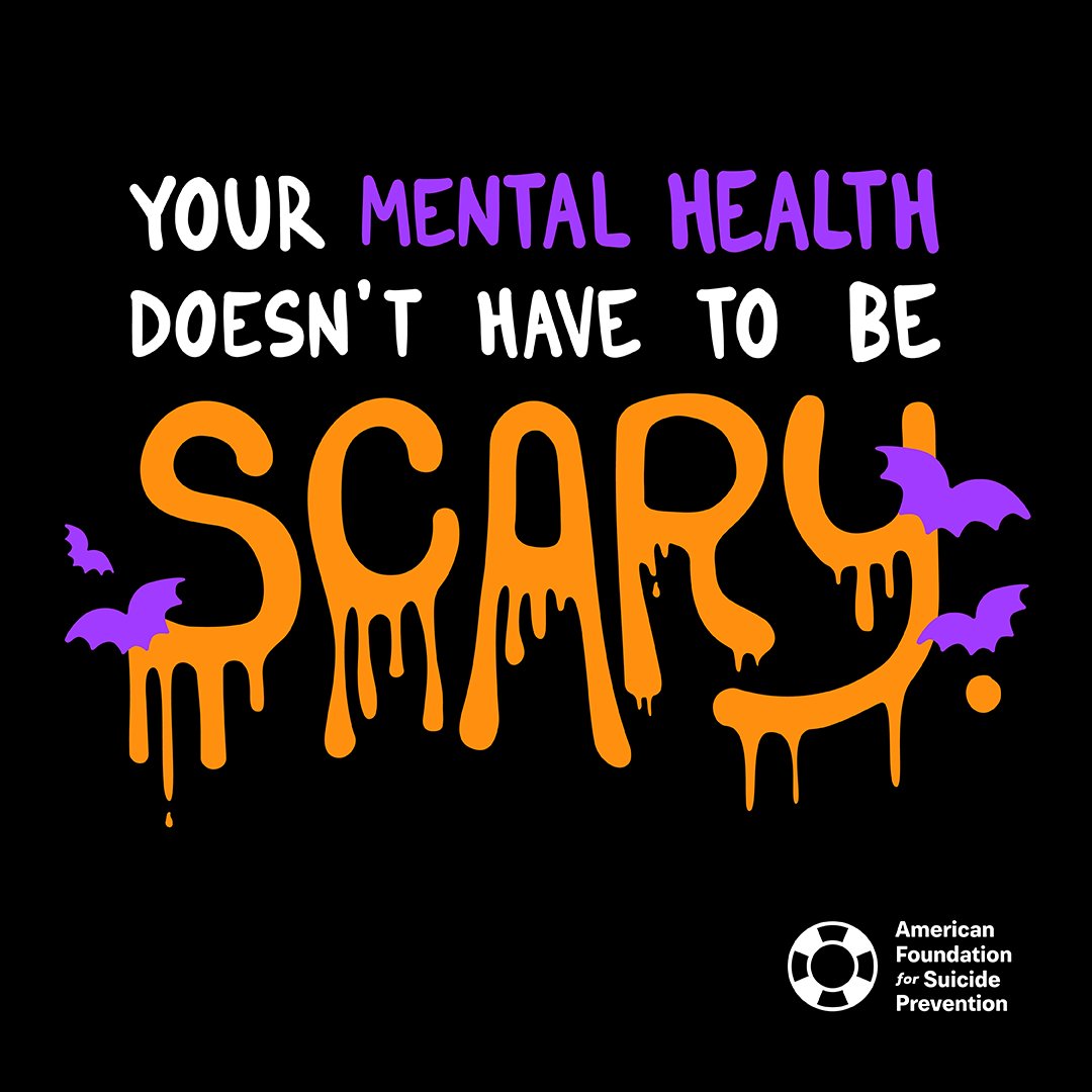Happy Halloween! Everyone has mental health, and guess what, it doesn't have to be scary. 

If you’re struggling and want to talk to someone outside your circle, resources are available

🧡 Call <a href="/988Lifeline/">988 Suicide & Crisis Lifeline</a>
🧡 Text TALK to 741741 for the <a href="/CrisisTextLine/">Crisis Text Line</a>