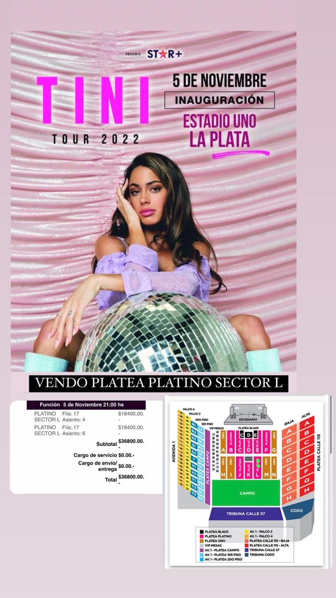 ContuGarmendia's tweet photo. @TiniStoessel VENDO PLATEA VIP PLATINO AL MISMO PRECIO QUE LA COMPRE (no puedo ir) https://t.co/GEplYAxhUb