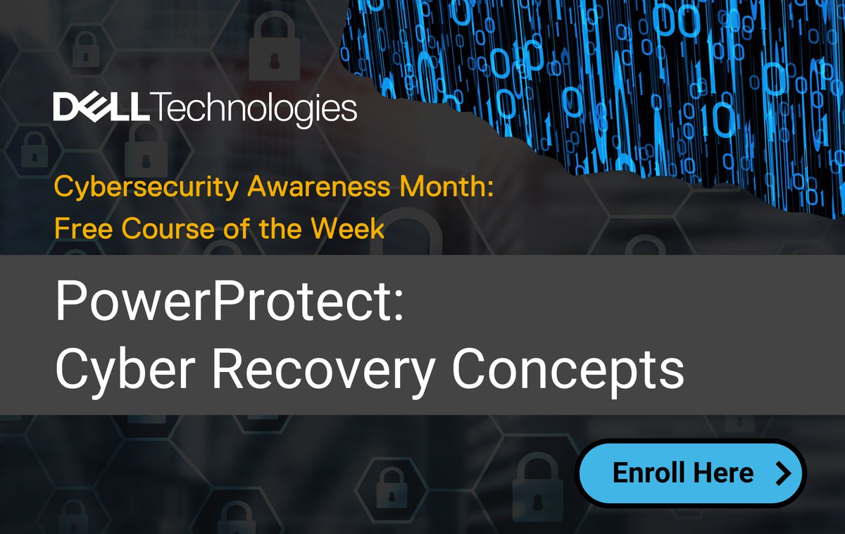 Learn more about the #PowerProtect Cyber Recovery solution and how it combats various types of #cyberattacks head on. 🛡️ 

Enroll in this free course here: dell.to/3CEDipx

#CybersecurityAwarenessMonth #cybersecurity #DellCybersecurity #DataProtection #IWork4Dell