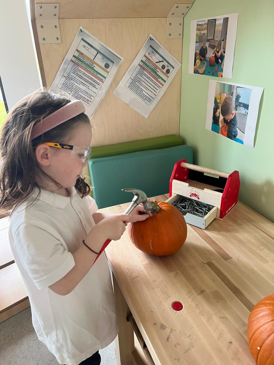 Calderwood_Pri's tweet photo. Primary 1 have been developing their wood work skills using Halloween Pumpkins 🎃 #CreepyCalderwood https://t.co/jg0eSNLlgz